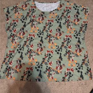 SHEIN Green Floral Print Blouse